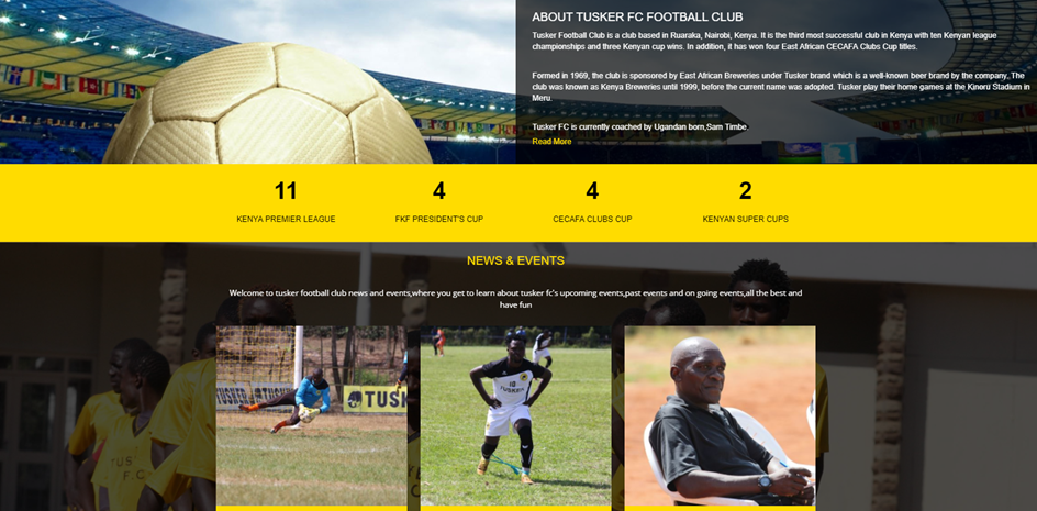 Tusker Football Club Project - Home 2